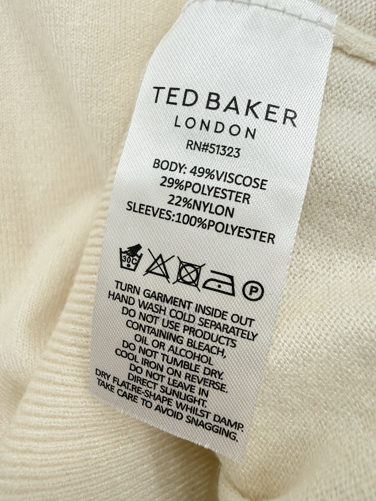 Ted Baker London Sweater Small Women Cream Lace Crochet Sleeve Knit Top $135 New