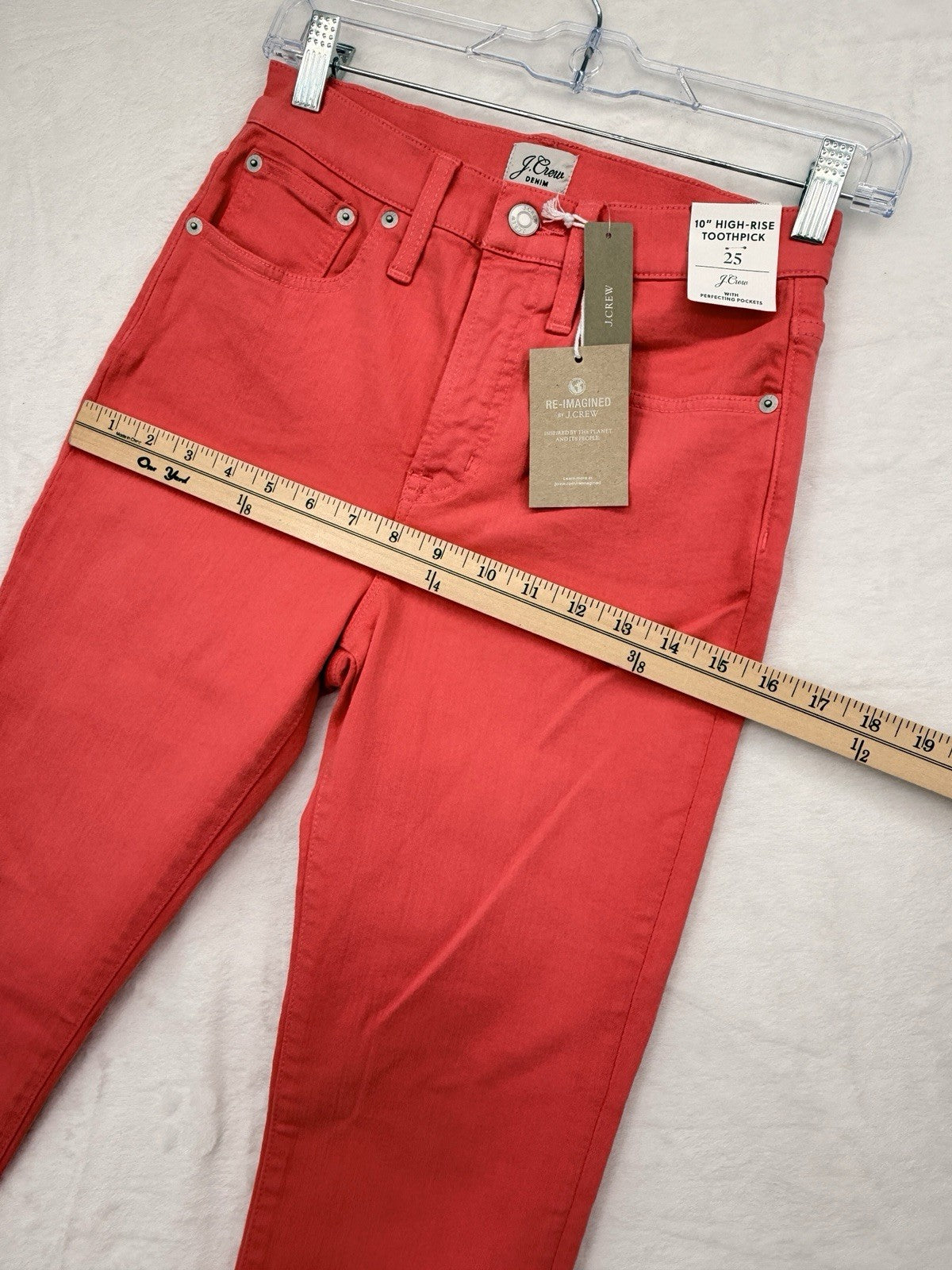 J Crew High Rise Toothpick Jeans 25 Coral Pink 10” Womens Denim New NWT