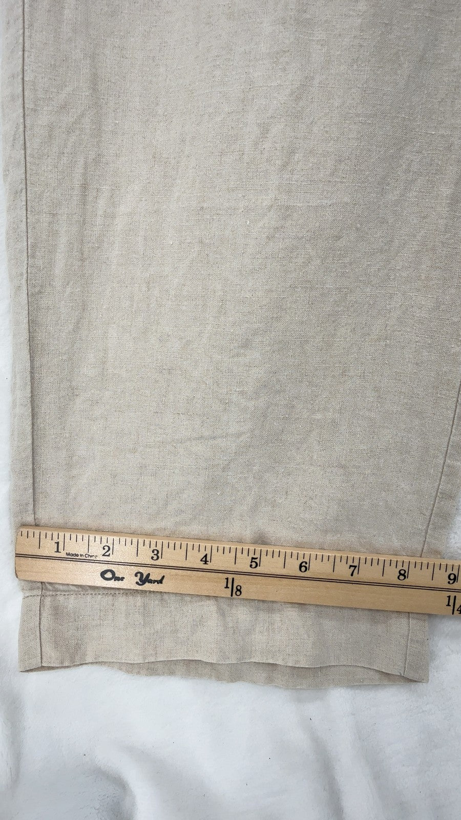 Eddie Bauer 100% Linen Pants 12 Womens Beige Tan Straight Leg