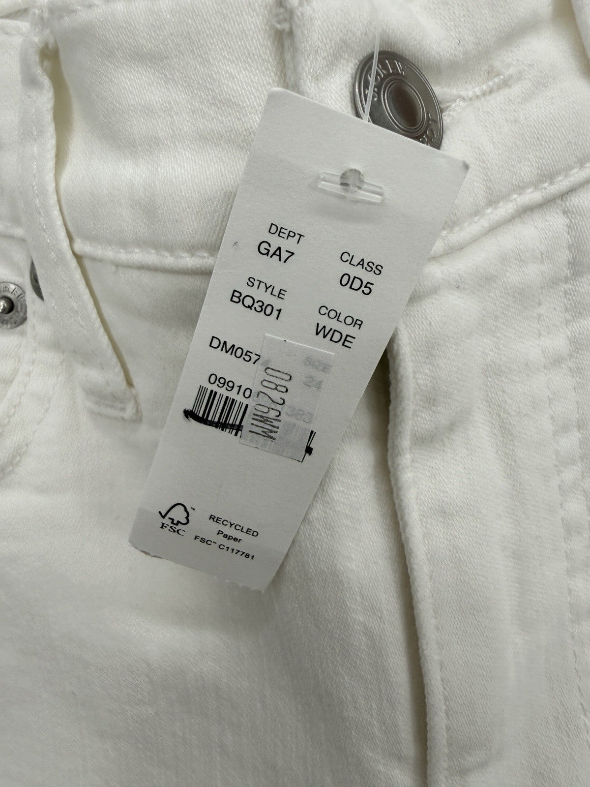J Crew 9” Demi Boot Crop Jeans 24 White Raw Hem Womens NWT New *Read