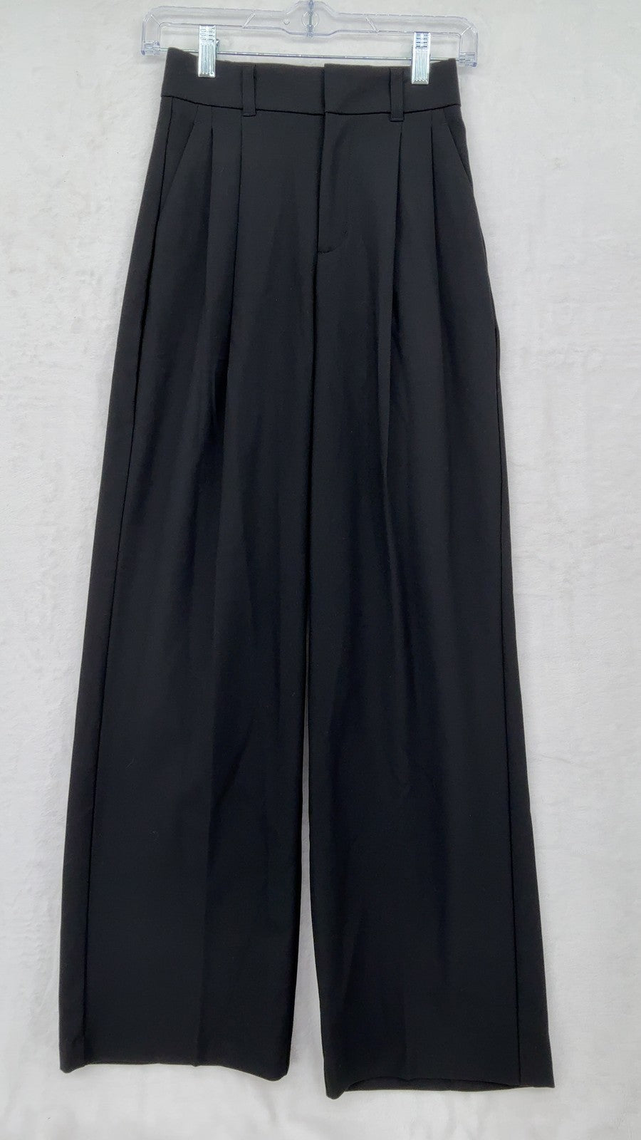 GU Uniqlo Pleated Wide Leg Pants XS Womens Black High Rise New NWT