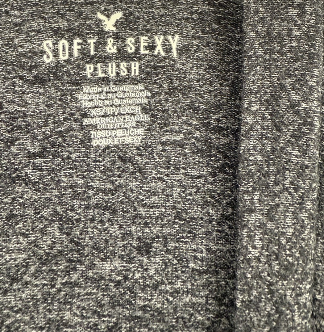 American Eagle Soft Sexy Plush Cardigan XS Gray Pockets Long Sleeve Womens