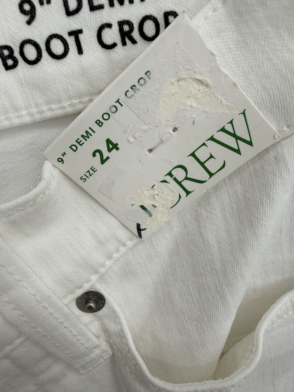J Crew 9” Demi Boot Crop Jeans 24 White Raw Hem Womens NWT New *Read