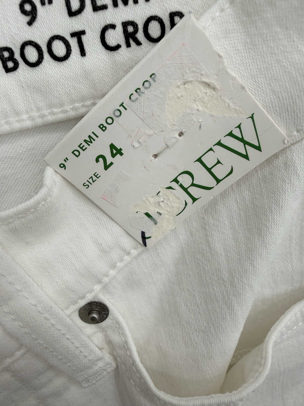 J Crew 9” Demi Boot Crop Jeans 24 White Raw Hem Womens NWT New *Read