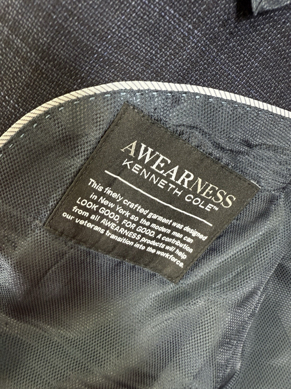 Awareness Kenneth Cole Blazer 40R Blue Suit Jacket Sport Coat Wool Blend Men