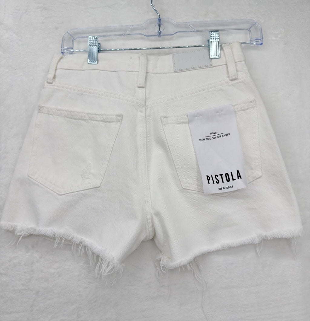 Pistola Los Angeles Shorts 24 White Nova High Rise 100% Cotton Womens New NWT
