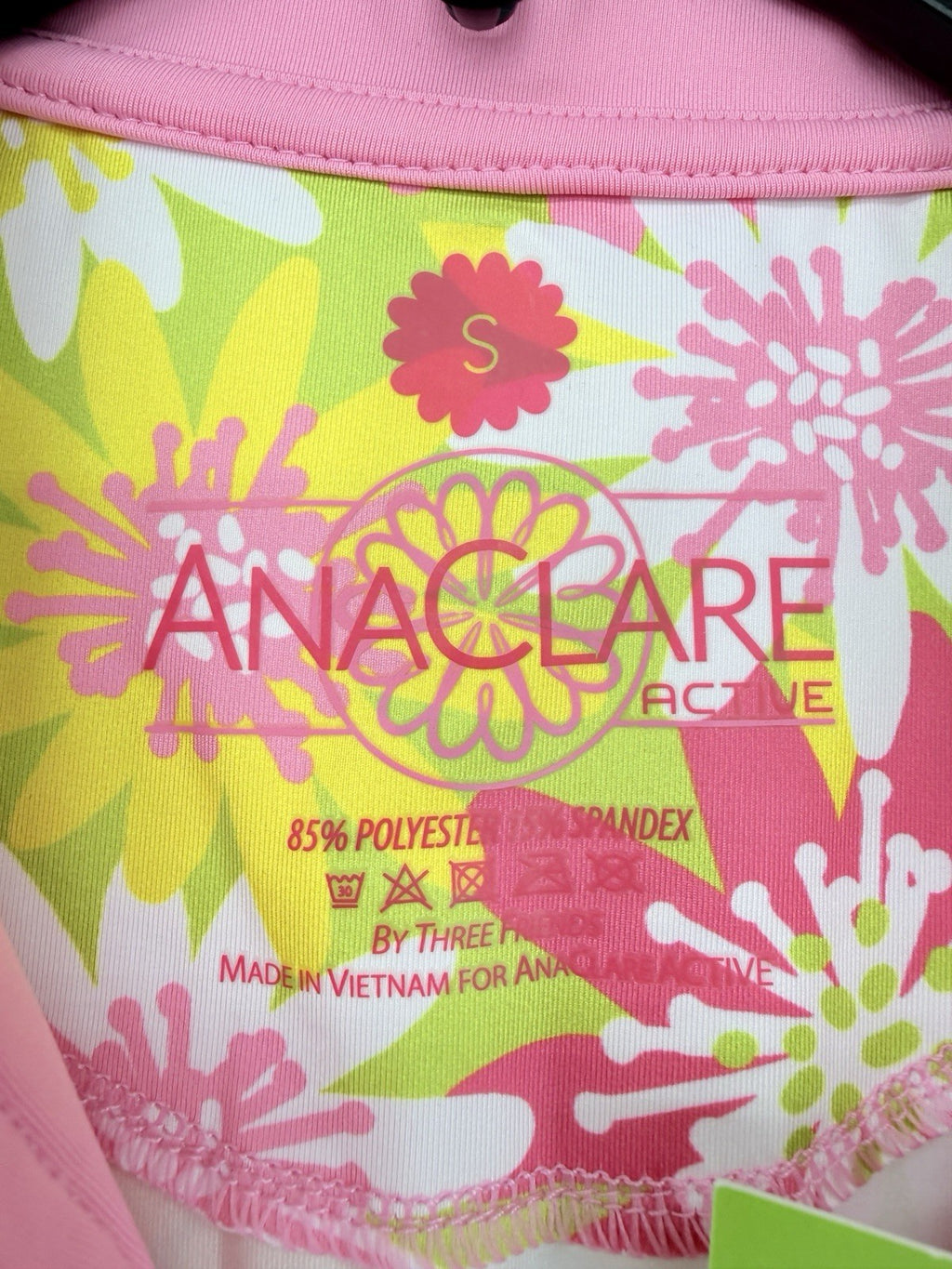 Ana Claire Dress Small Active Sleeveless Polo Fit Flare Pink Floral Women New