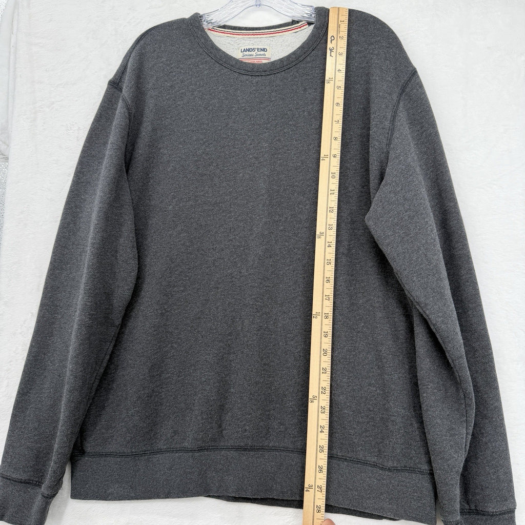Lands End Serious Sweats Sweatshirt Mens Large Gray Crew Neck Pullover