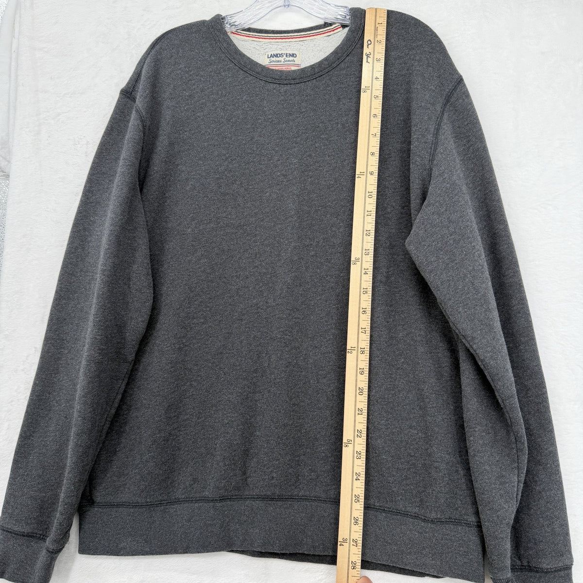 Lands End Serious Sweats Sweatshirt Mens Large Gray Crew Neck Pullover