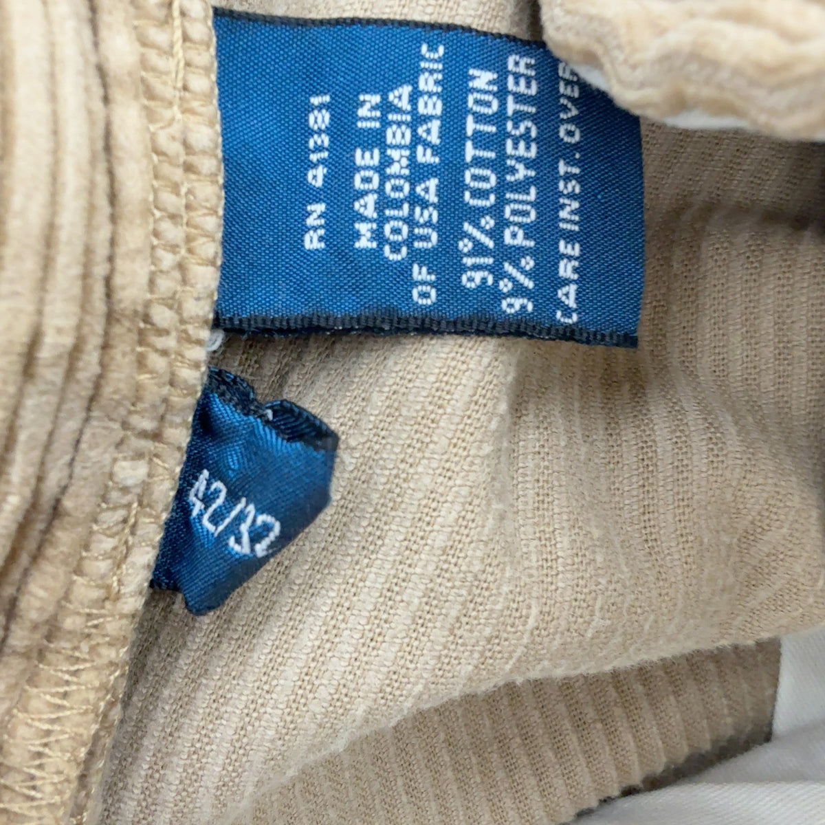 Polo Ralph Lauren Andrew Corduroy Pants 42x32 Mens Tan Beige Pleated
