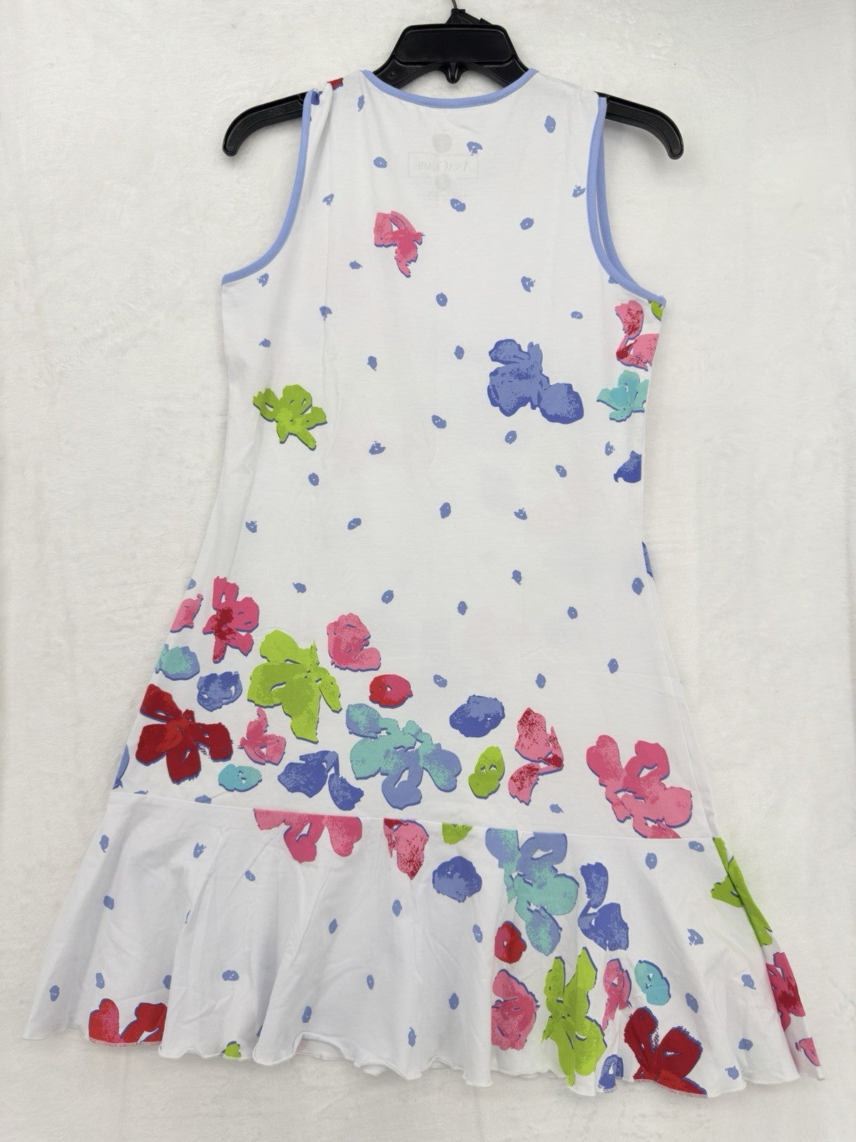 Ana Claire Dress Small Sleeveless Flounce Knit Pink Blue White Floral Women