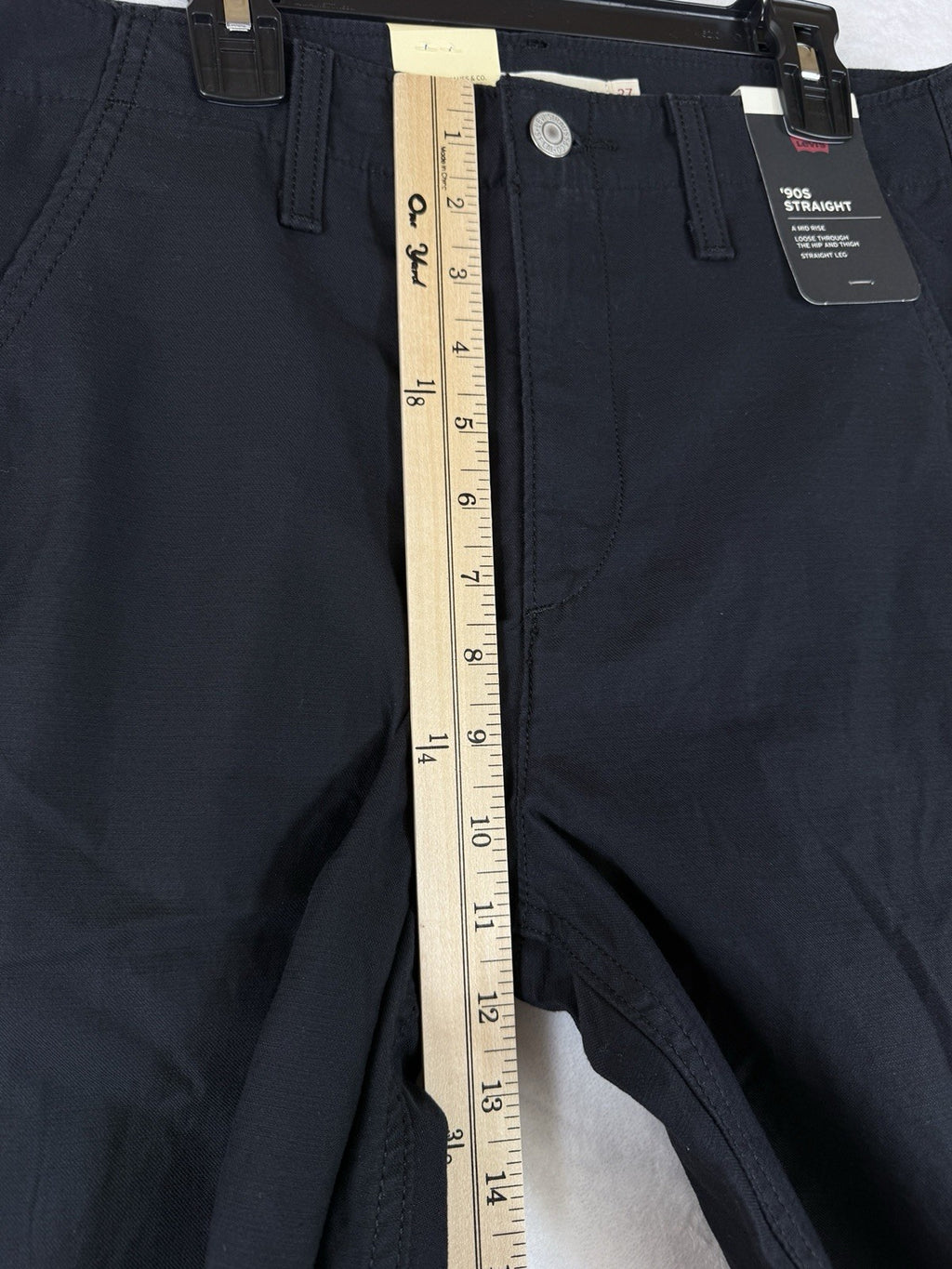 Levis 90s Straight Leg Pants 27 Womens Black 27x28 100% Cotton Mid Rise New NWT