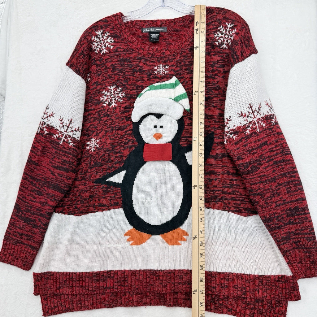 United States Sweaters 1X Ugly Christmas Penguin Red Long Sleeve Plus Size Women