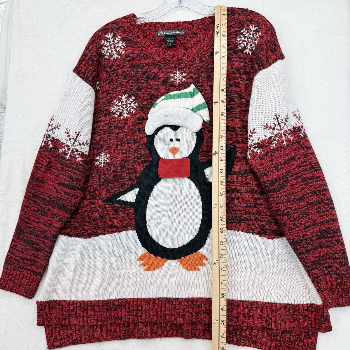 United States Sweaters 1X Ugly Christmas Penguin Red Long Sleeve Plus Size Women
