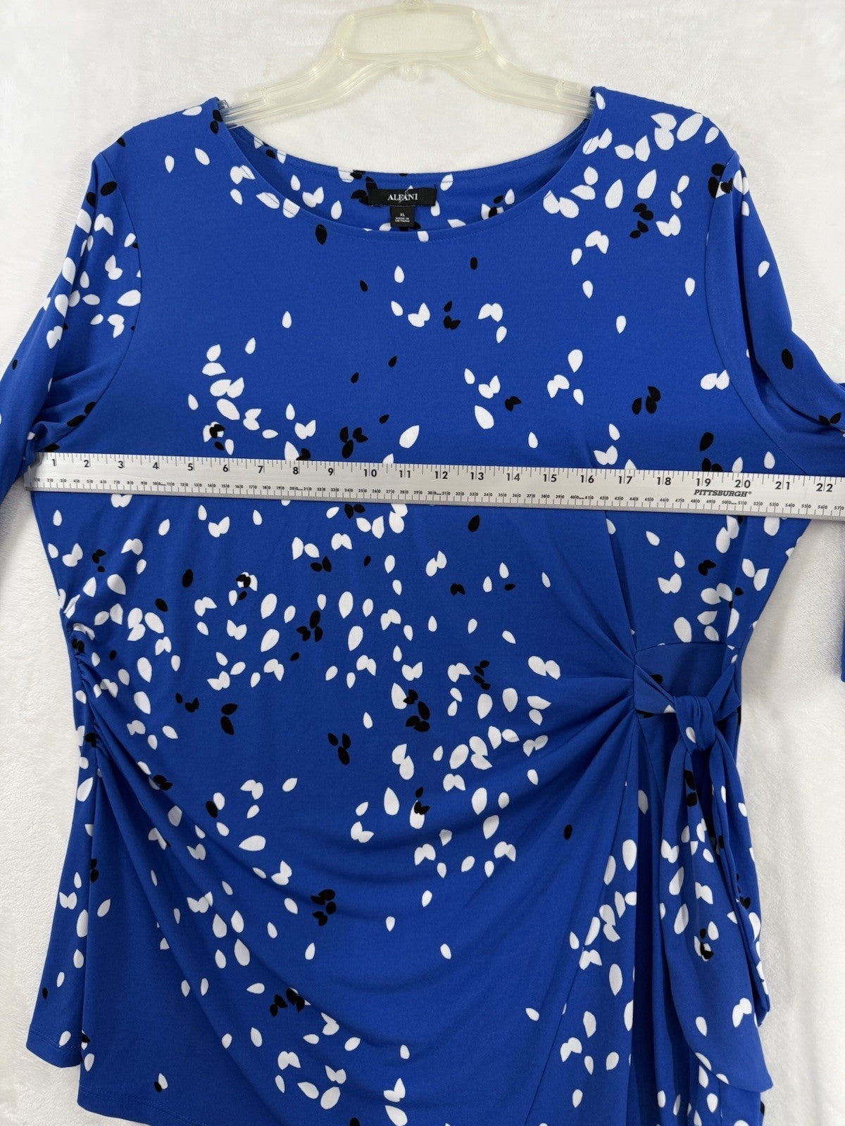 Alfani Tops Blouses XL Faux Wrap Blue 3/4 Sleeve Womens