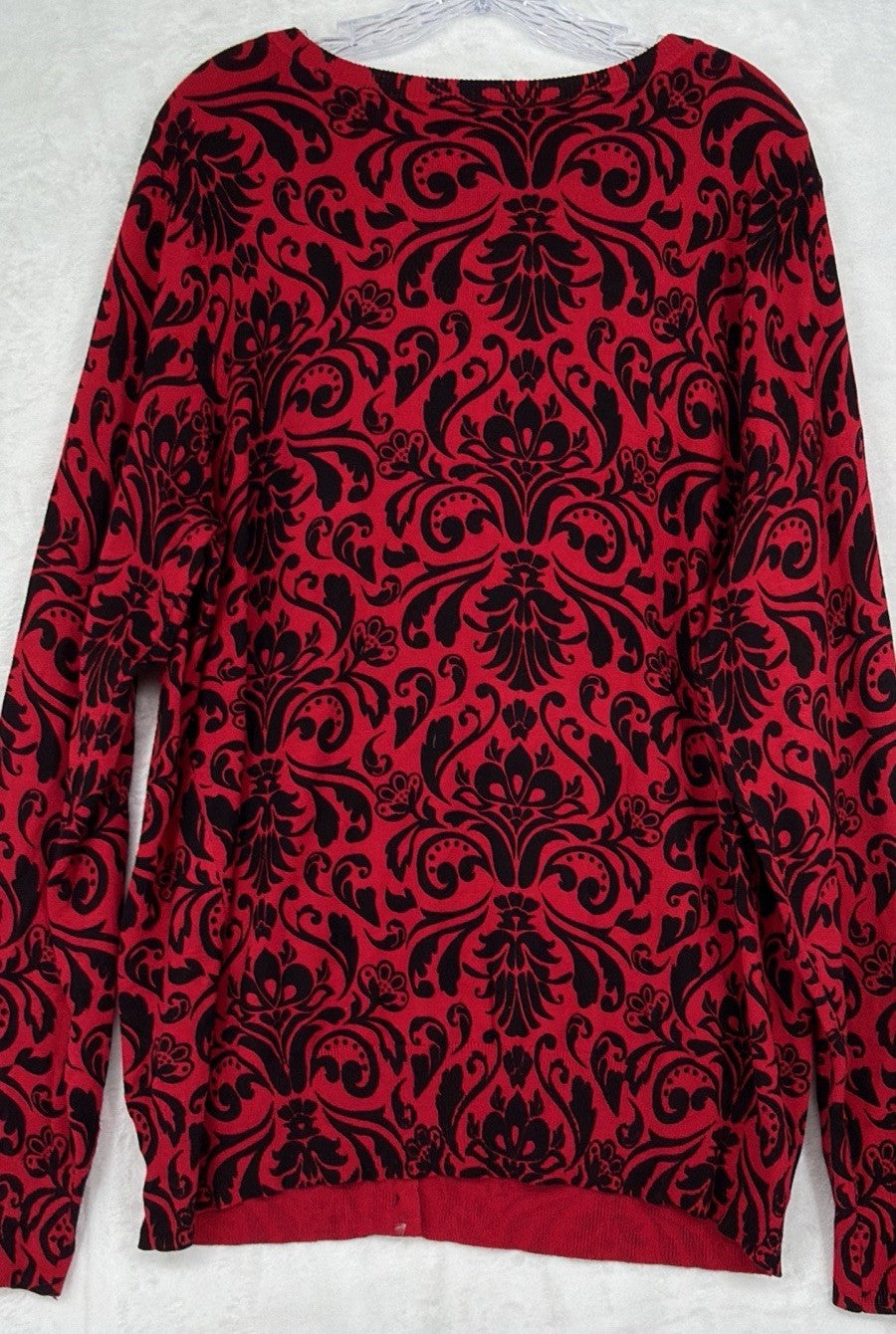 Lane Bryant 22 24 Cardigan Sweater Red Black Floral 2X Womens Tops Plus Size