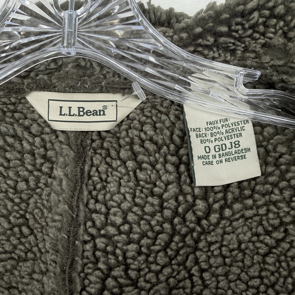LL Bean Faux Shearling Long Duffle Jacket Coat Hooded Toggle Brown Womens XSP