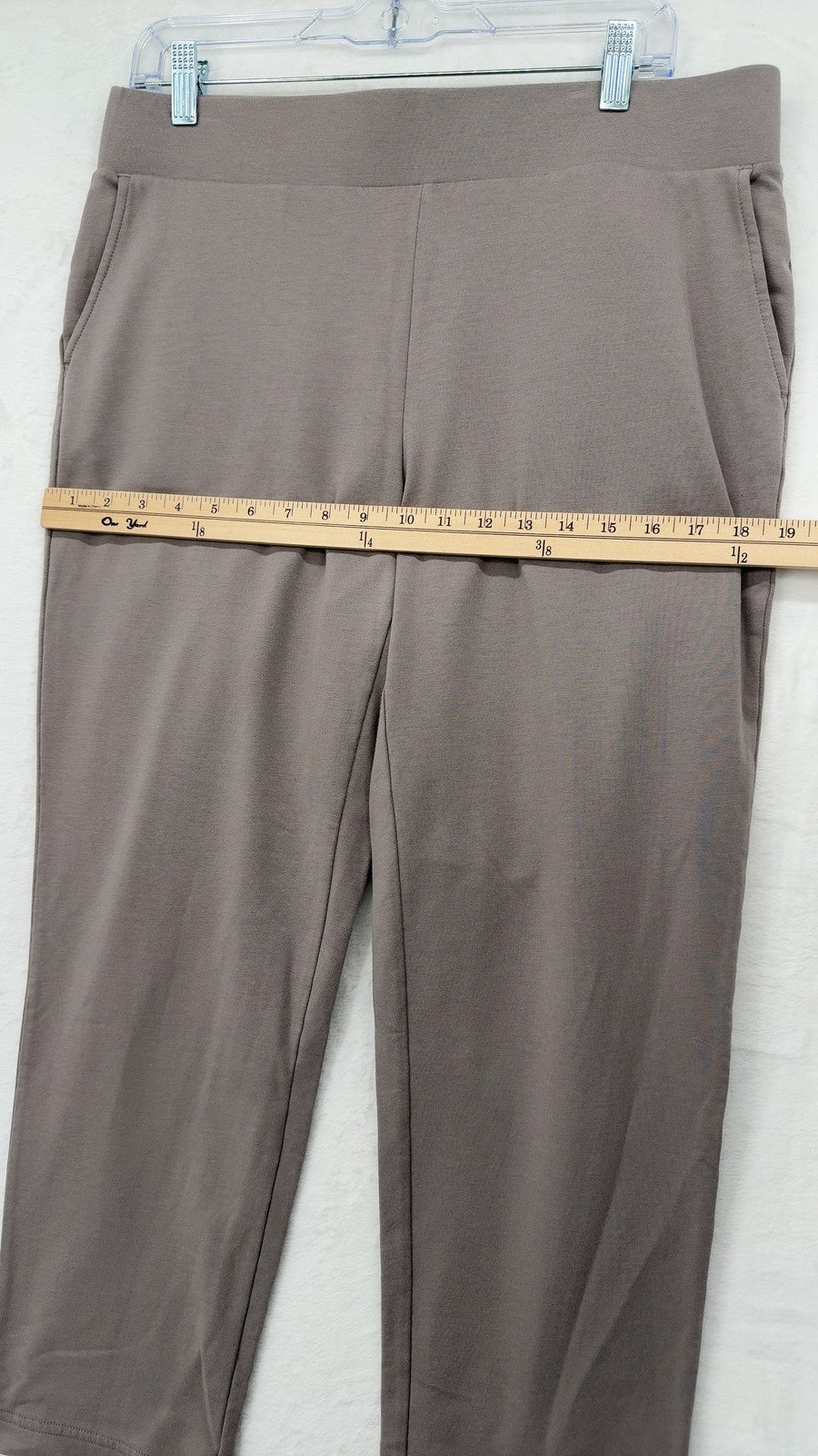 J Jill Affinity French Terry Slim Crop Pants Medium Womens Taupe Pull On Pure
