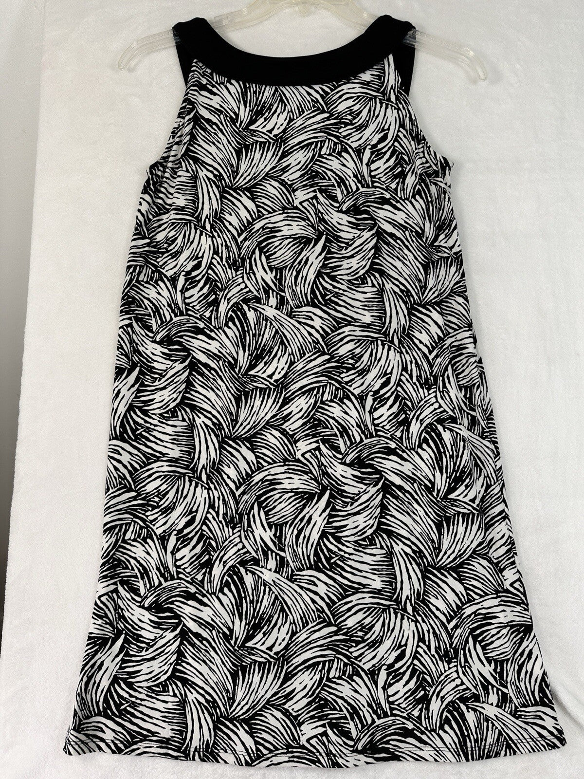 Ann Taylor LOFT Dress Small Sleeveless Black White Palm Tree Print A Line