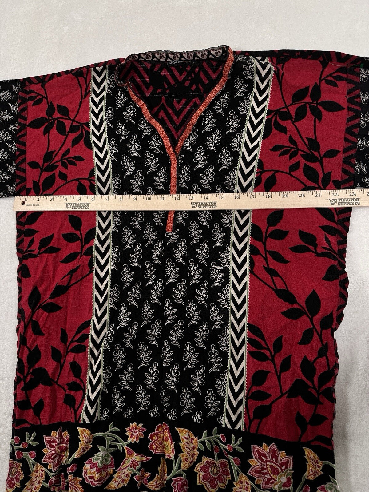 Alkaram Studio Tunic Top Large Fringe Boho Pakistani Womens Red Black