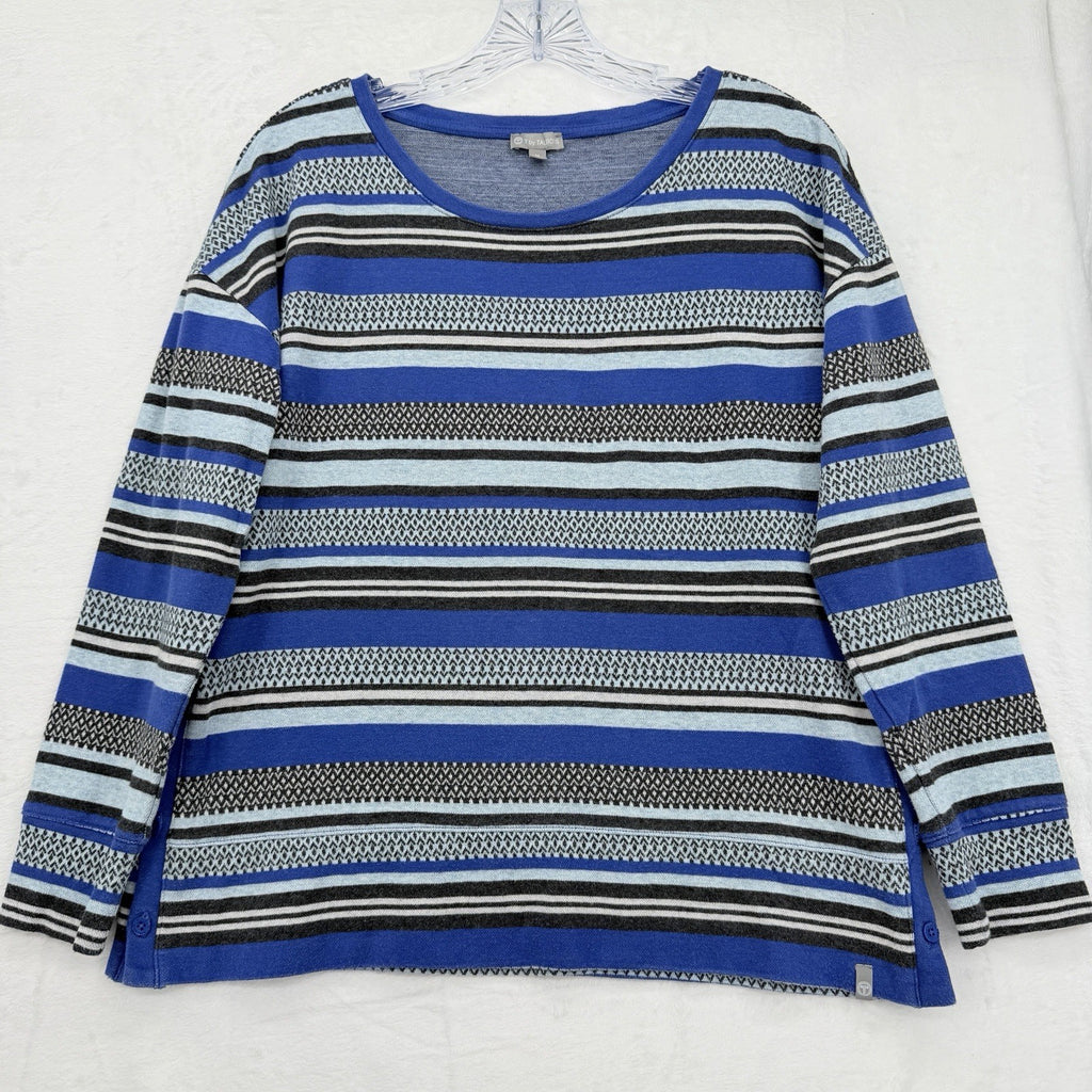 T By Talbots Top Medium Sweatshirt Pullover Blue 100% Cotton Long Sleeve Women’s
