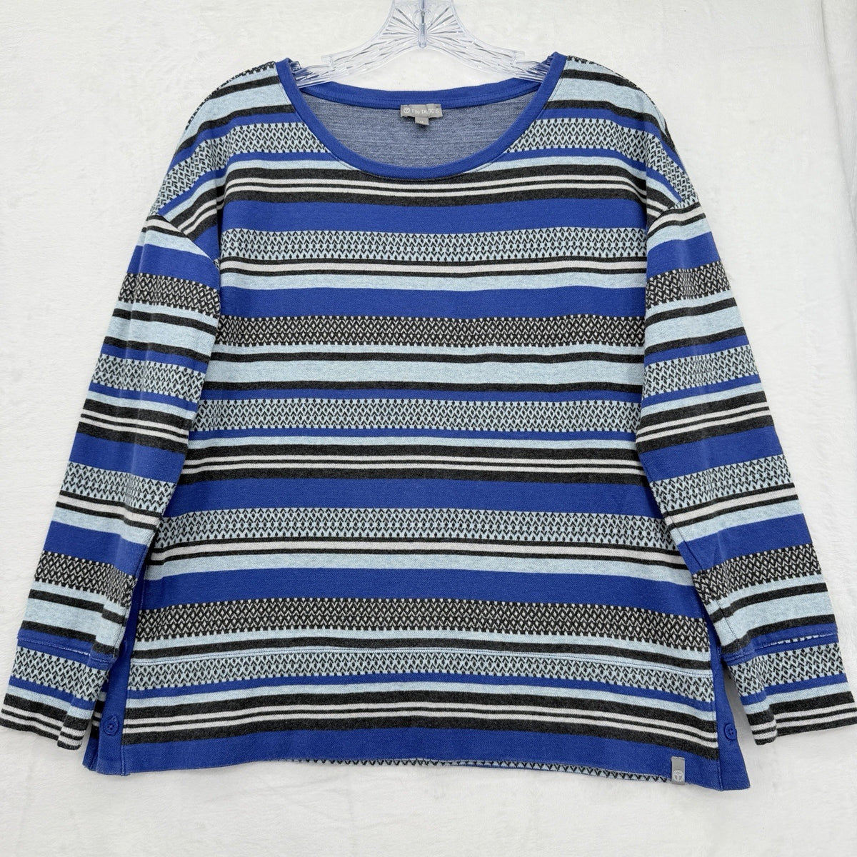 T By Talbots Top Medium Sweatshirt Pullover Blue 100% Cotton Long Sleeve Women’s