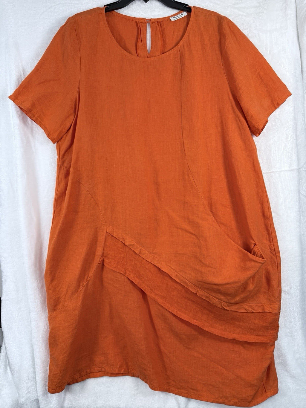 Banana Blue 100% Linen Dress Orange Large Womens Pocket Hygge Australia Designer