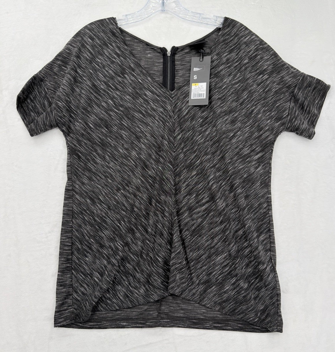 Mossimo Supply Co Top V Neck Short Sleeve Knit Black Marled Small Womens New