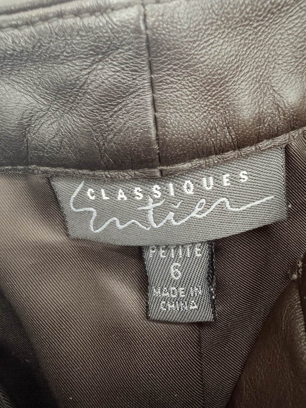 Classiques Entier Leather Pants 6 Petite Womens Brown Lined Straight Leg 6P