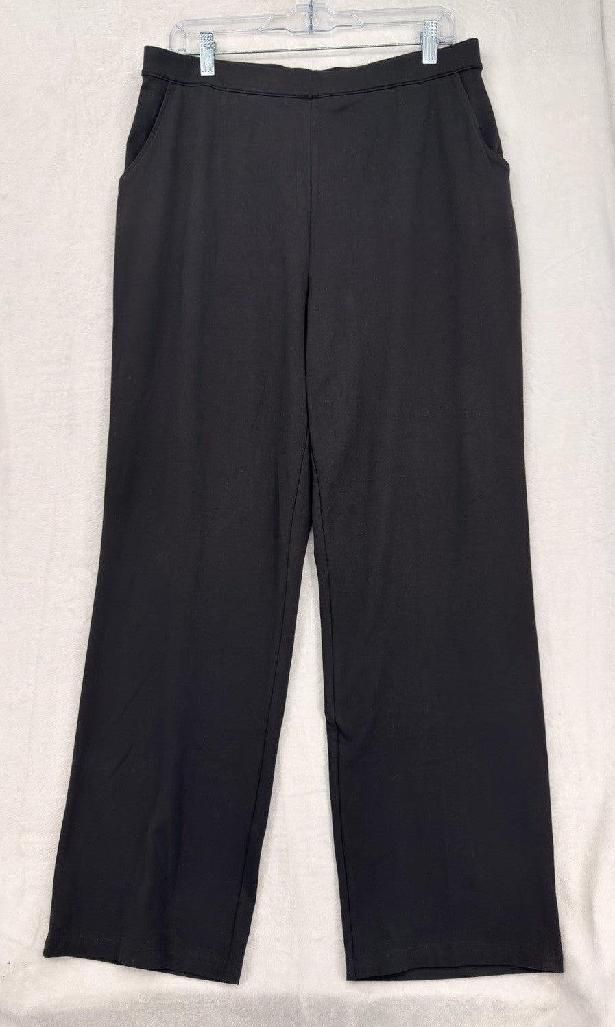 LL Bean Perfect Fit Pants XL Black Straight Leg Knit Pull On Womens