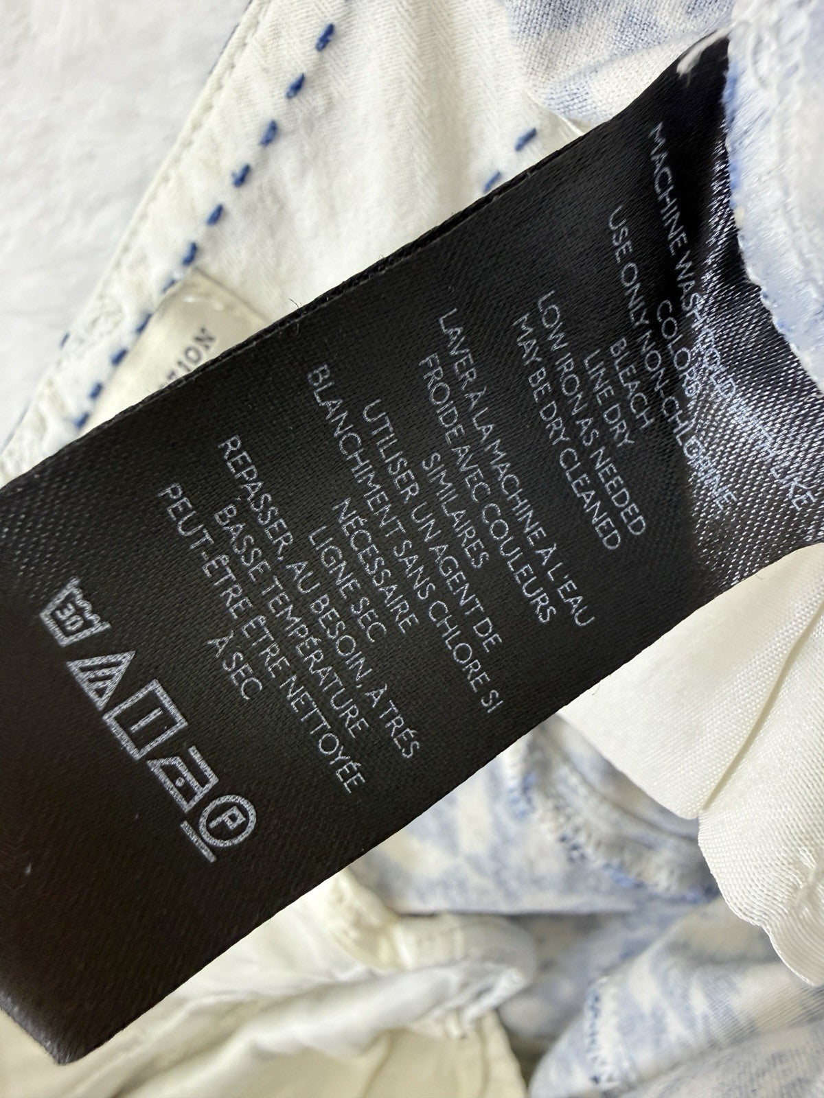 Anthropologie Essential Pants 12 Womens Blue Print Cotton Stretch