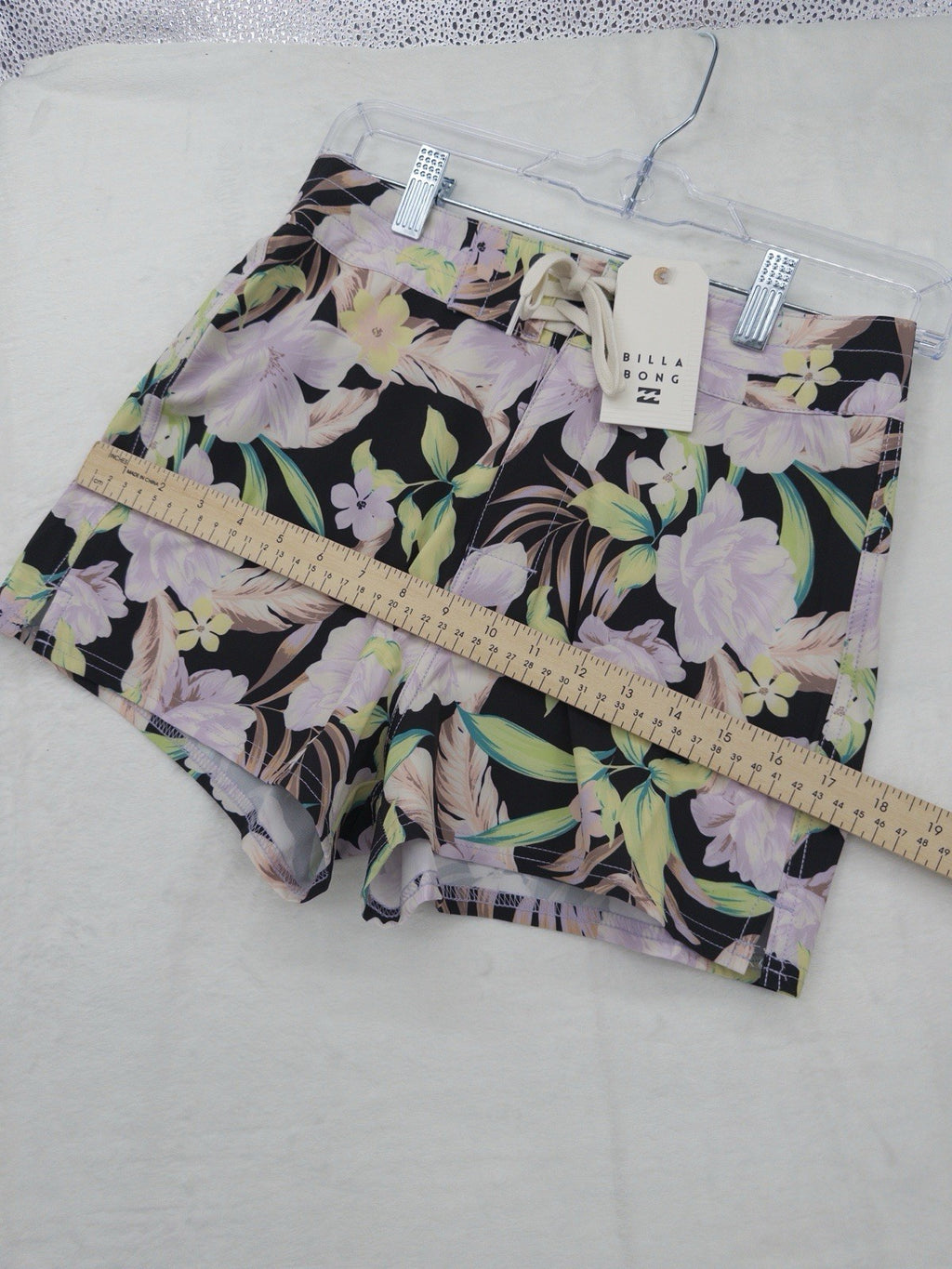Billabong Womens Board Shorts Small Black Floral Shadow Tropic Swim Bottoms New