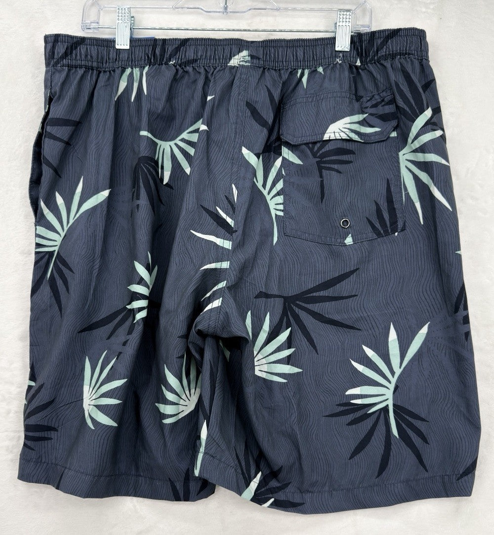 Hurley Board Shorts 3XL Mens Blue Leaf Print Unlined Pockets Swim Trunks 9” NWT
