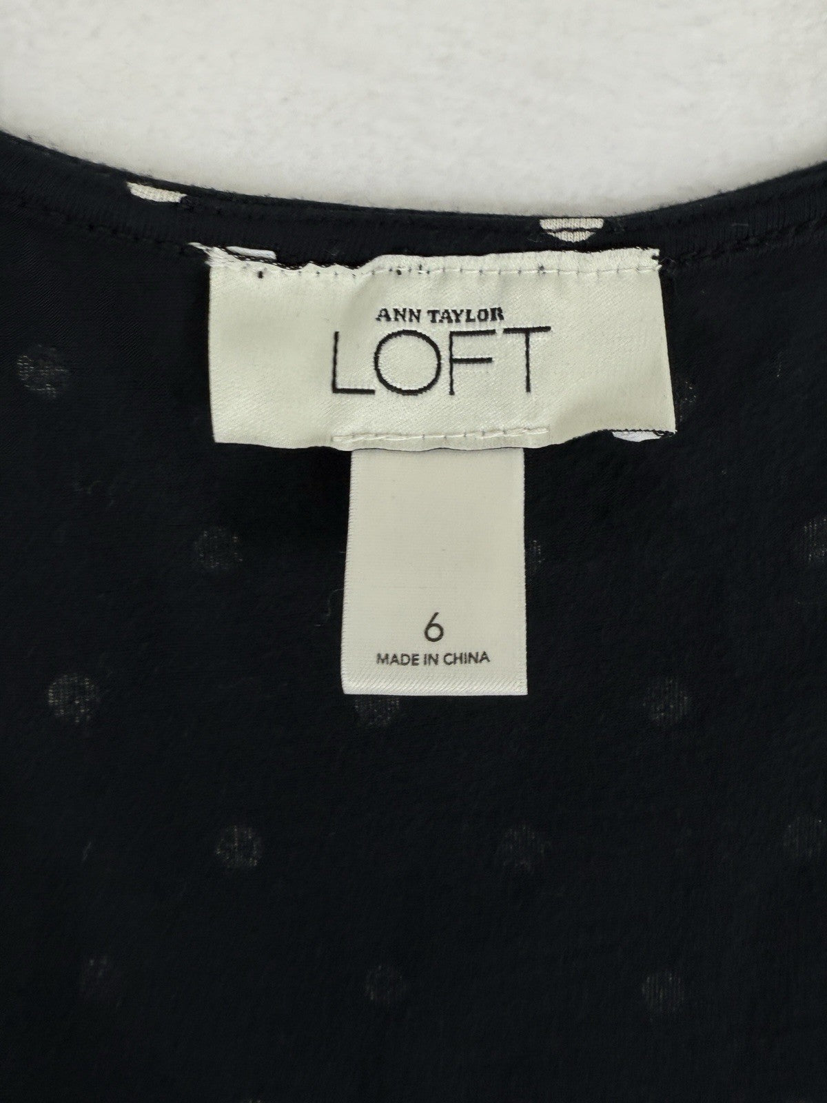 Ann Taylor LOFT Dress 6 Black White Polka Dot Jersey Knit Womens