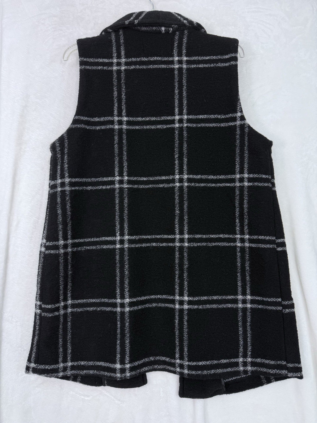 New Rachel Zoe Large Vest Boack Plaid Sleeveless Wool Blend Jacket Womens