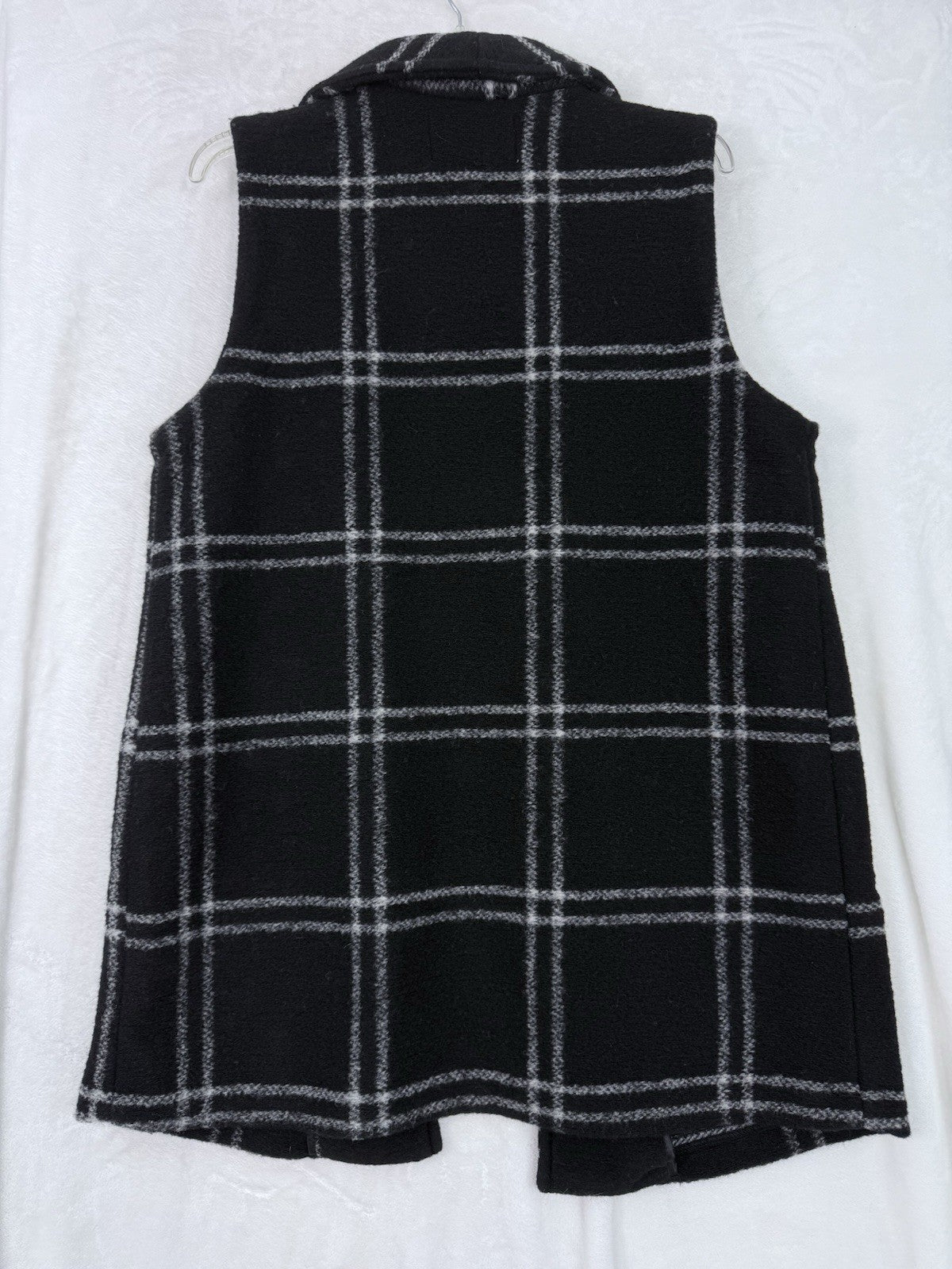 New Rachel Zoe Large Vest Boack Plaid Sleeveless Wool Blend Jacket Womens