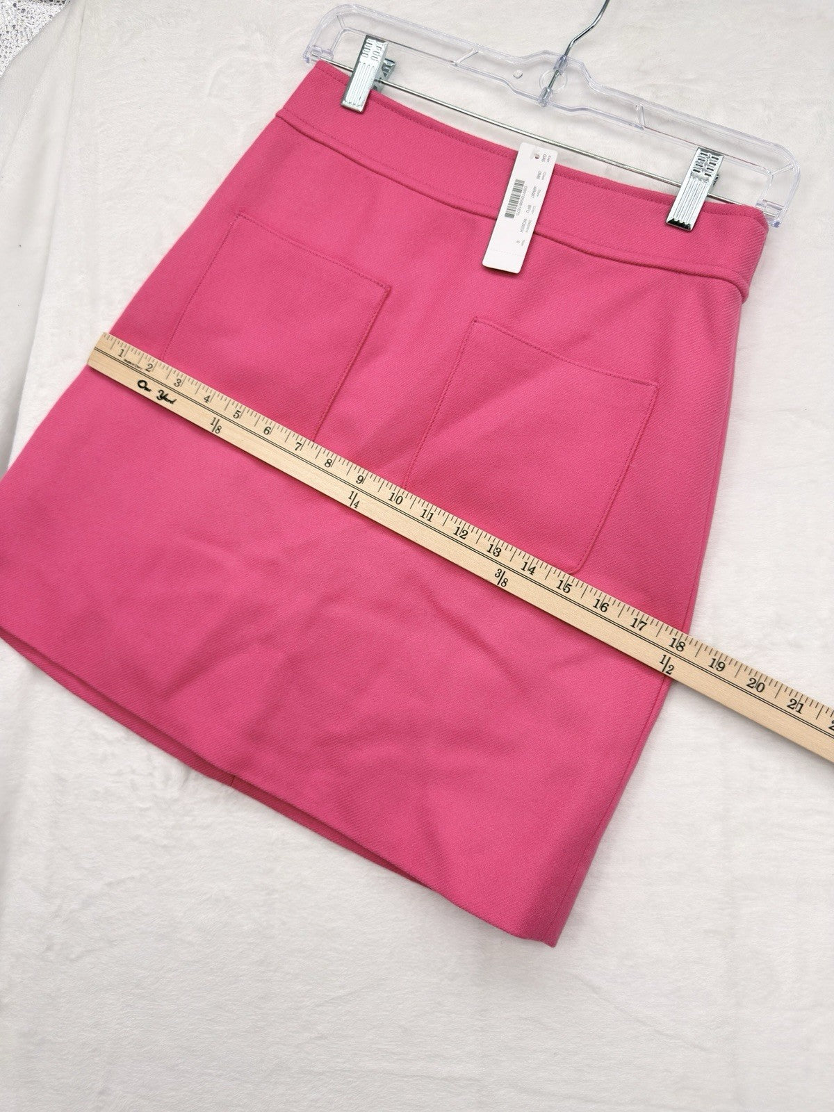 J Crew Wool Mini Skirt 0 Patch Pockets Bright Pink Lined A Line Womens New NWT