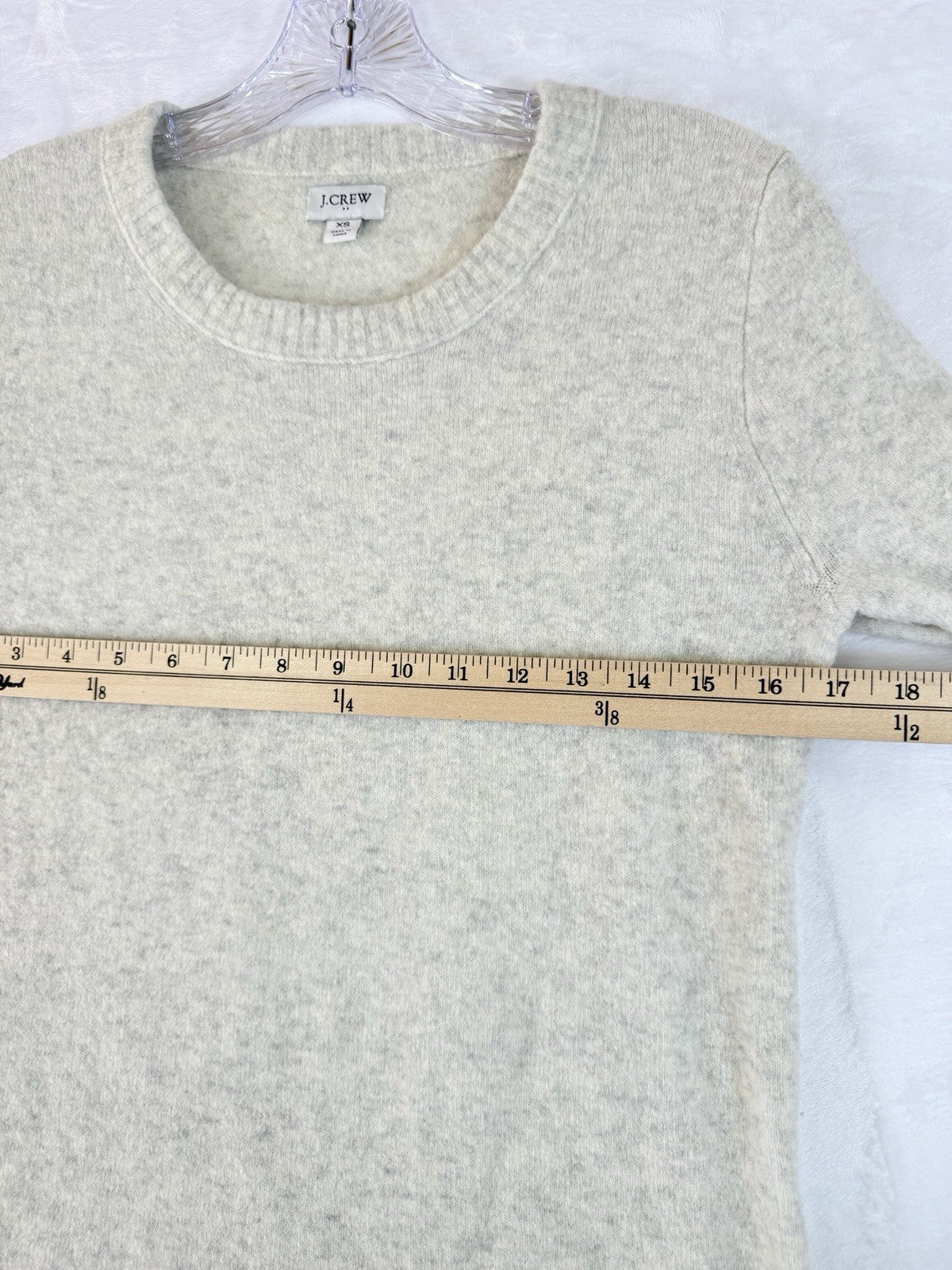 J Crew Sweater XS Womens Wool Blend Crew Neck Long Sleeve Top Ivory Gray