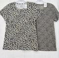 J Crew Top Women Medium Collector Tee Lot Cheetah Leopard Print Short Sleeve New