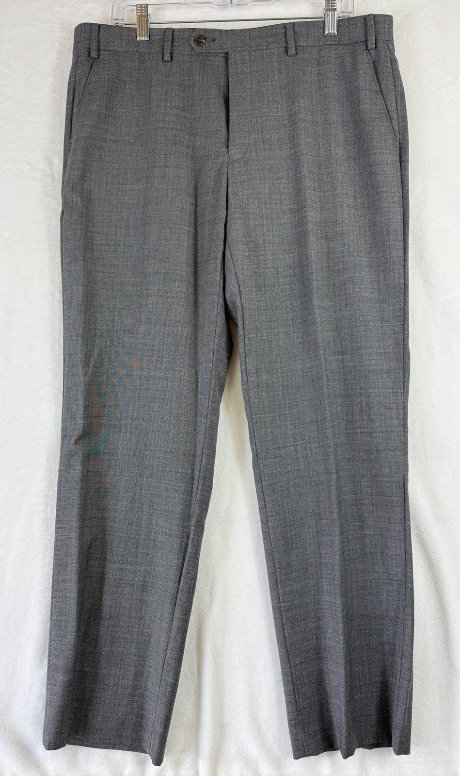 Chaps Dress Pants 36x30 Men Gray Wool Blend Flat Front Straight Leg