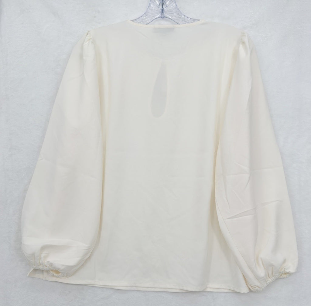 J Crew Womens Small Top Puff Sleeve Satin Back Blouse Long Sleeve Ivory New NWT