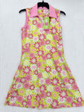 Ana Claire Dress Small Active Sleeveless Polo Fit Flare Pink Floral Women New