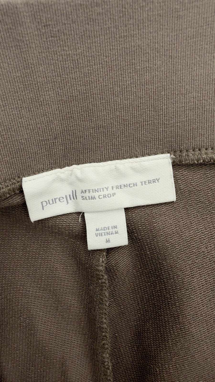 J Jill Affinity French Terry Slim Crop Pants Medium Womens Taupe Pull On Pure