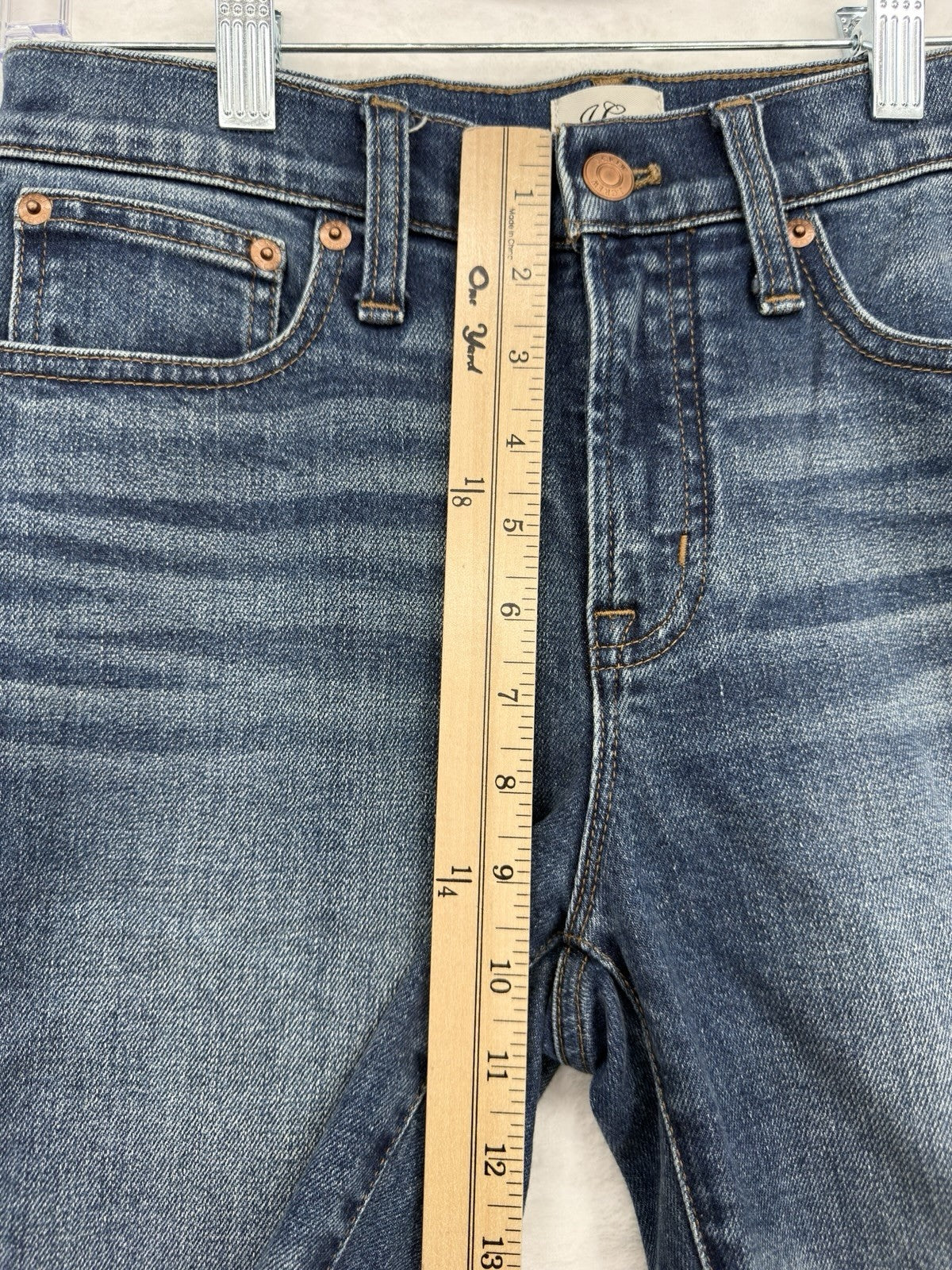 J Crew 9” Toothpick Jeans 25 Womens Blue Denim Raw Hem