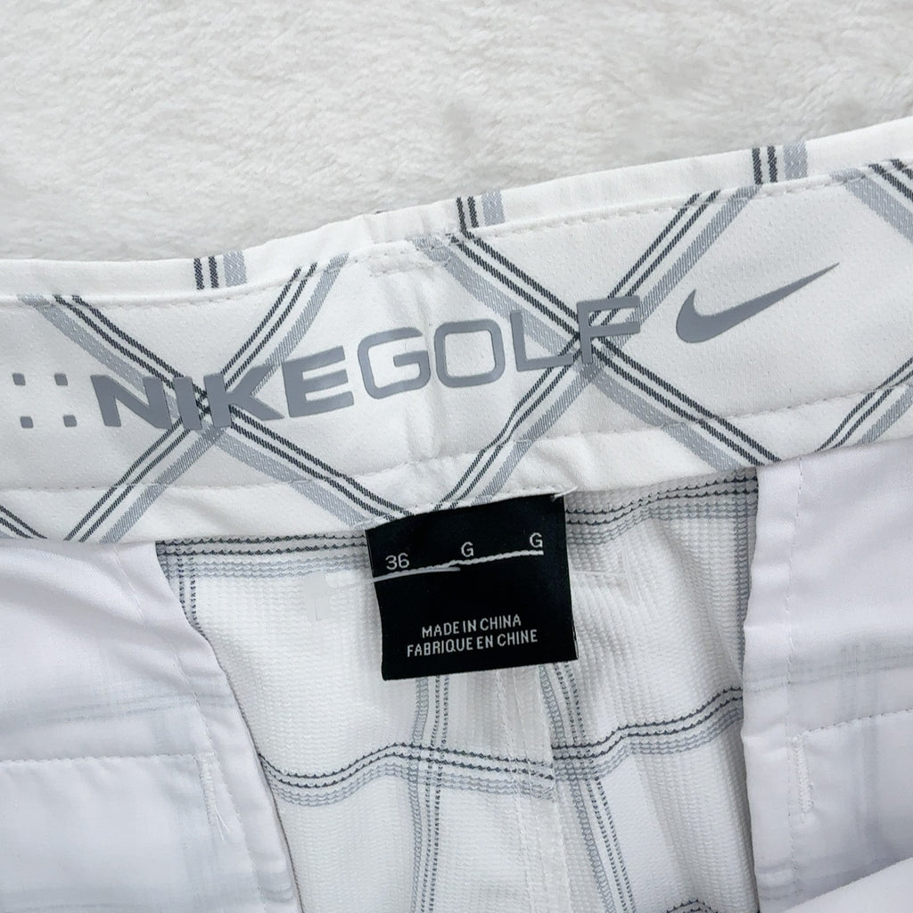 Nike Golf Shorts 36 Mens White Gray Plaid Performance Stretch 11”