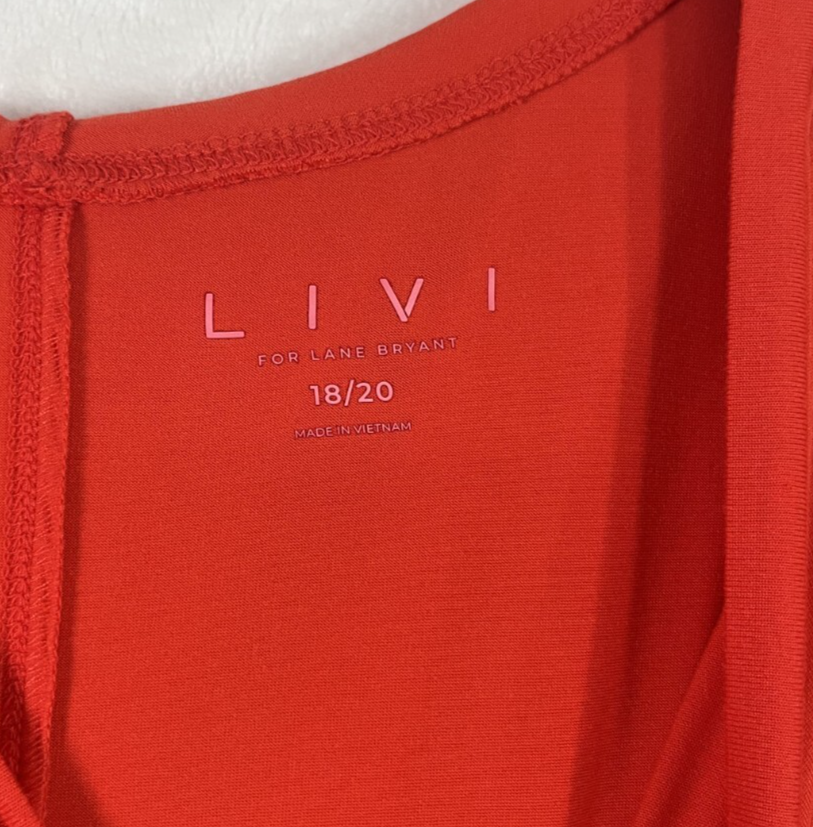 LIVI Active 18/20 Top 1X Short Sleeve Hoodie Red Lane Bryant Plus Size