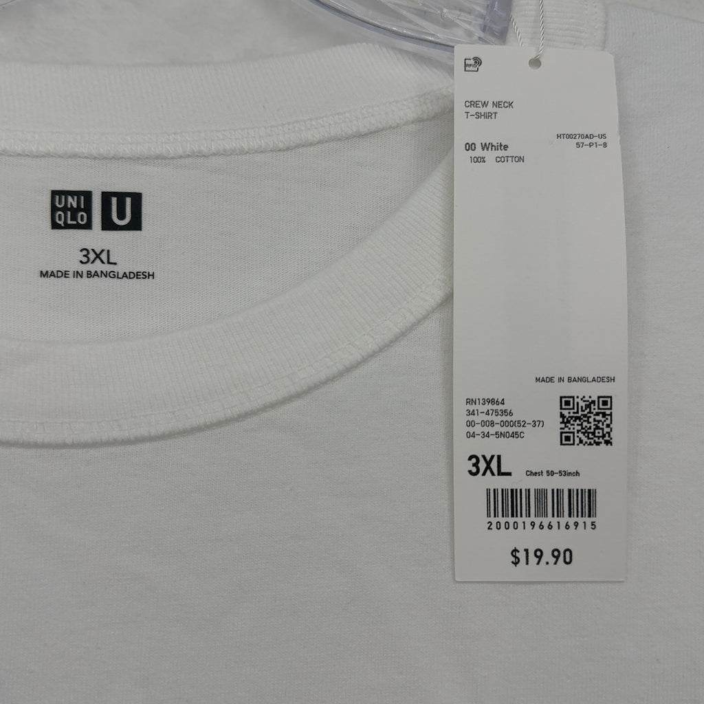 Uniqlo U Crew Neck T-Shirt 3XL Mens Lot Black White Short Sleeve New NWT