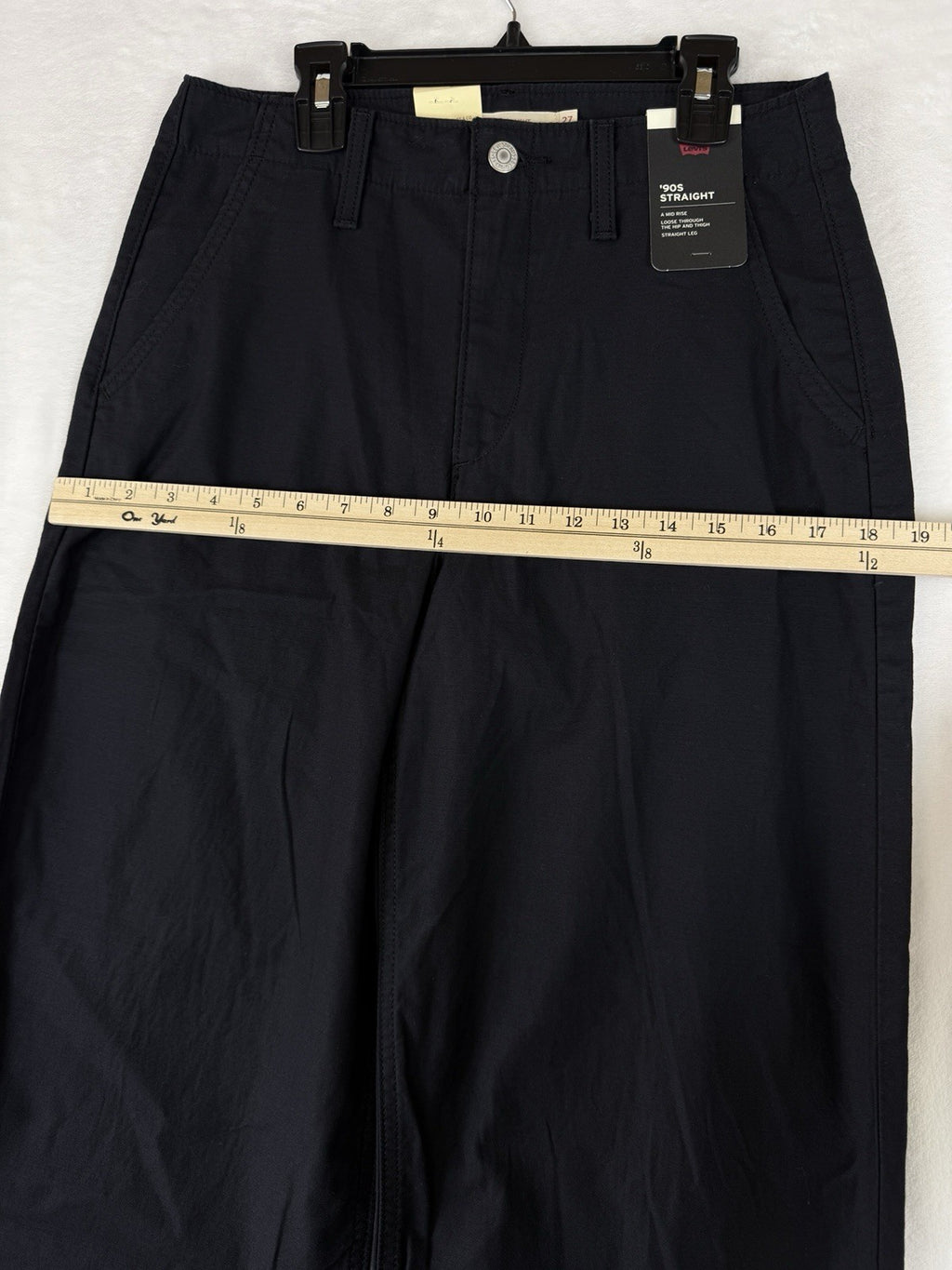 Levis 90s Straight Leg Pants 27 Womens Black 27x28 100% Cotton Mid Rise New NWT