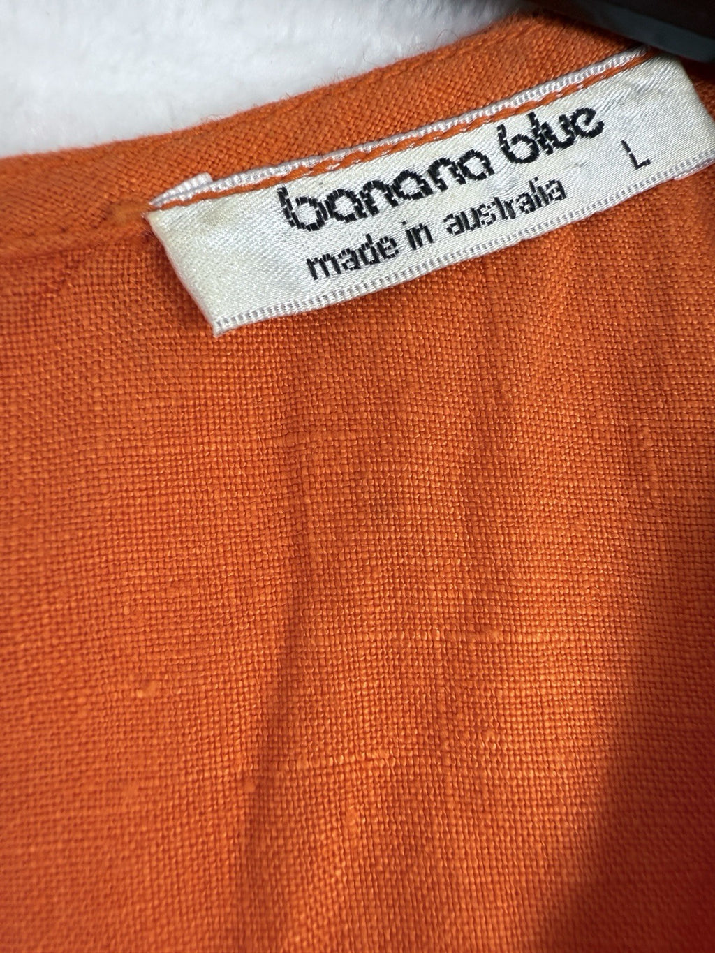 Banana Blue 100% Linen Dress Orange Large Womens Pocket Hygge Australia Designer