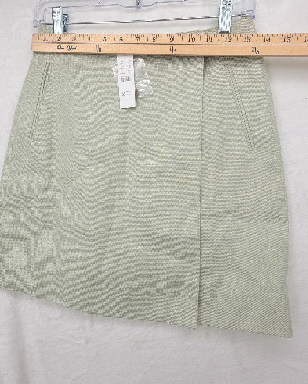 J Crew Wrap Mini Skirt 0 Womens Linen Stretch Short Light Sage Green New NWT